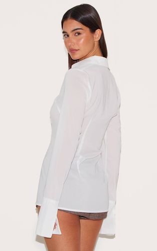 White Chemise Ajustée En Mousseline | Taille 42 - PrettyLittleThing - Modalova