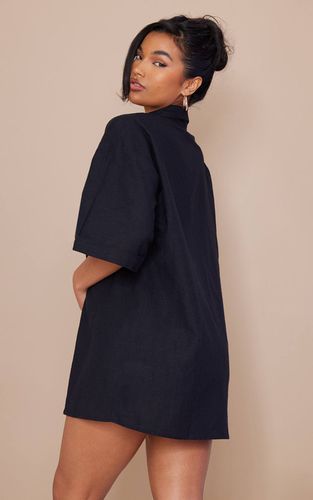 Black Robe Blazer À Manches Courtes Croisée Surdimensionnée Aspect Lin | Taille 42 - PrettyLittleThing - Modalova
