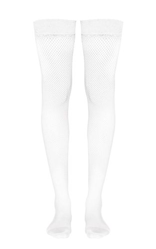 White Bas Autofixants Résille À Bordure Dentelle - PrettyLittleThing - Modalova