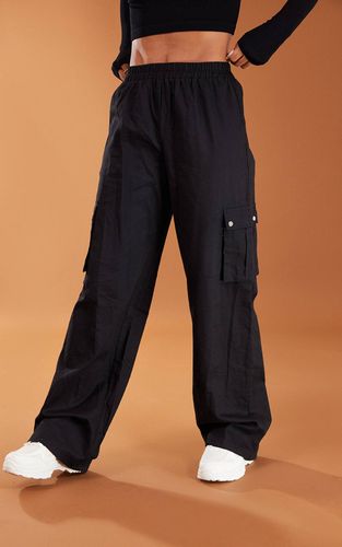 Black Pantalon Cargo Taille Haute Coupe Large Kaki | Taille 42 - PrettyLittleThing - Modalova