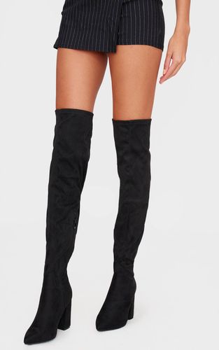 Black Bottes Cuissardes À Bout Pointu Coupe Large | Taille 36 - PrettyLittleThing - Modalova
