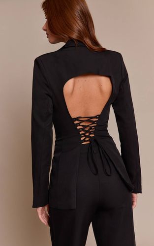 Black Blazer Ajusté Avec Laçage Au Dos - Ensemble Coordonné | Taille 32 - PrettyLittleThing - Modalova