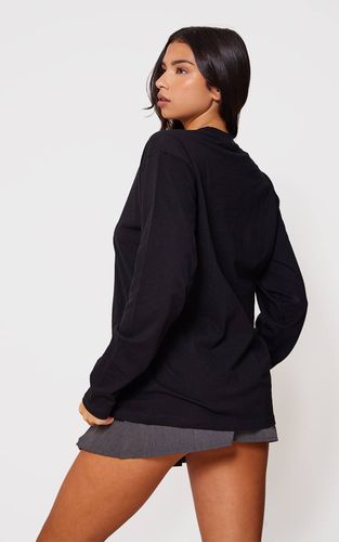Black T-shirt En Coton À Manches Longues Oversize | Taille XS - PrettyLittleThing - Modalova