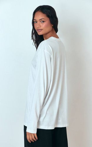 White T-shirt En Coton À Manches Longues Oversize | Taille XS - PrettyLittleThing - Modalova