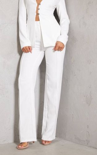 White Pantalon Taille Haute À Jambes Larges | Taille 42 - PrettyLittleThing - Modalova