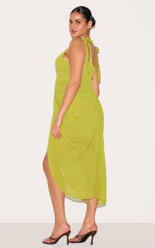 Olive Robe Midi Drapée Grande Taille Avec Détail À Armatures | Taille 44 - PrettyLittleThing - Modalova
