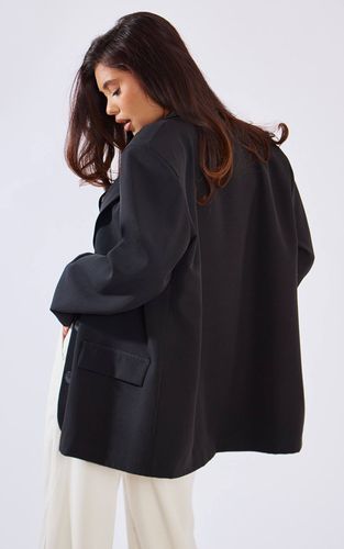 Black Blazer Long Oversize À Ourlet Arrondi | Taille 42 - PrettyLittleThing - Modalova