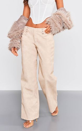 Pantalon Large En Synthétiquecuir Délavé Taille Basse Avec Détail Ceinture | Taille 42 - PrettyLittleThing - Modalova