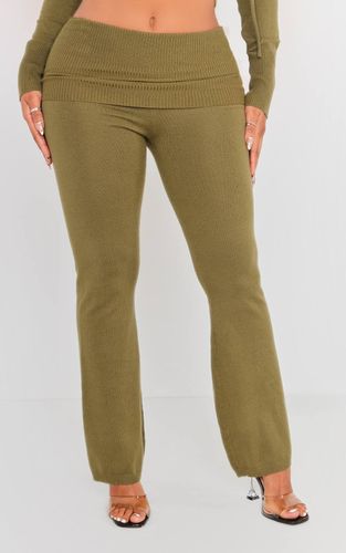 Khaki Legging En Maille Taille Haute À Revers Shape | Taille 46 - PrettyLittleThing - Modalova