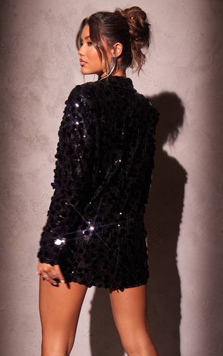 Black Robe Blazer À Sequins Décolleté Plongeant Extrême | Taille 32 - PrettyLittleThing - Modalova