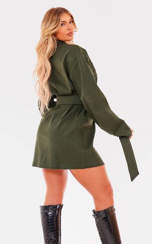 Khaki Robe Blazer Tissée Ceinturée À Boutons | Taille 32 - PrettyLittleThing - Modalova