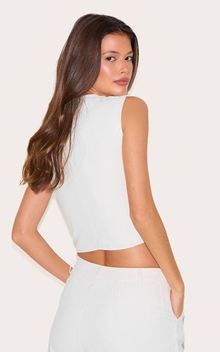 Cream Gilet Ajusté Premium À Détails De Coutures Texturé | Taille 44 - PrettyLittleThing - Modalova