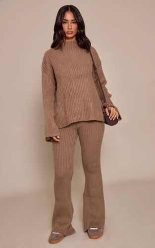 Mocha Pantalon Petite Large En Maille Côtelée | Taille 42 - PrettyLittleThing - Modalova