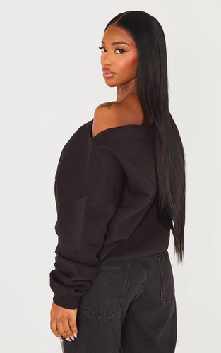 Black Sweat Shape À Bords Bruts Et Épaule Tombante | Taille XS - PrettyLittleThing - Modalova