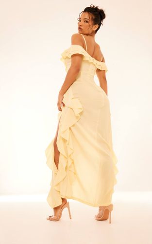 Lemon Robe Longue À Épaules Dénudées Avec Détails À Volants | Taille 32 - PrettyLittleThing - Modalova