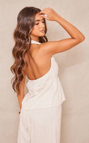 Stone Top Long Effet Lin À Taille Nouée | Taille 42 - PrettyLittleThing - Modalova