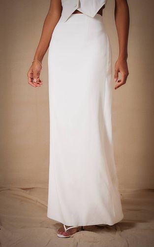White Jupe Longue Co-ord Tissée Premium Avec Détail Boutonné | Taille 42 - PrettyLittleThing - Modalova