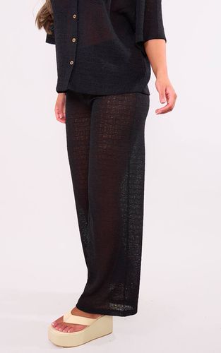 Black Pantalon Large Texturé | Taille 42 - PrettyLittleThing - Modalova