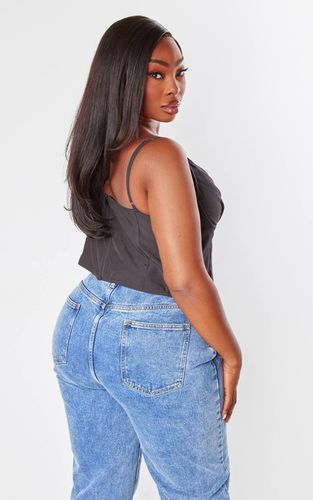 Black Top Corset Grande Taille Avec Décolleté En V Et Détails De Baleines | Taille 44 - PrettyLittleThing - Modalova