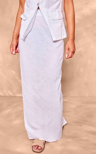 Jupe Longue Colonne Aspect Lin | Taille 44 - PrettyLittleThing - Modalova