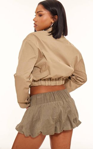 Olive Veste Zippée À Détail Col En Toile | Taille 32 - PrettyLittleThing - Modalova