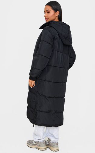 Black Manteau Matelassé Long Petite Taille | Taille 40 - PrettyLittleThing - Modalova