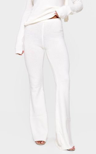 Cream Pantalon Large En Maille Douce | Taille Large - PrettyLittleThing - Modalova