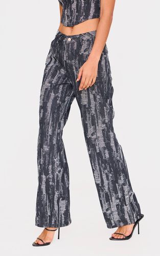 Black Jean Large En Jacquard | Taille 32 - PrettyLittleThing - Modalova
