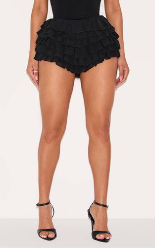 Black Short Taille Basse En Mousseline À Volants Shape | Taille 42 - PrettyLittleThing - Modalova