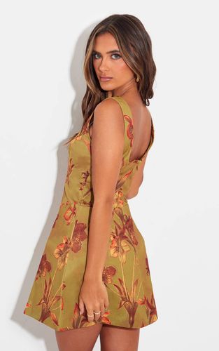 Green Robe Trapèze Corsetée À Imprimé Floral | Taille 42 - PrettyLittleThing - Modalova
