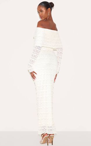 White Robe Maxi Texturée À Col Bardot | Taille 36 - PrettyLittleThing - Modalova
