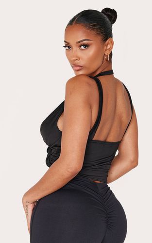 Black Haut Long Ajusté À Col Bénitier En Jersey Slinky | Taille 42 - PrettyLittleThing - Modalova