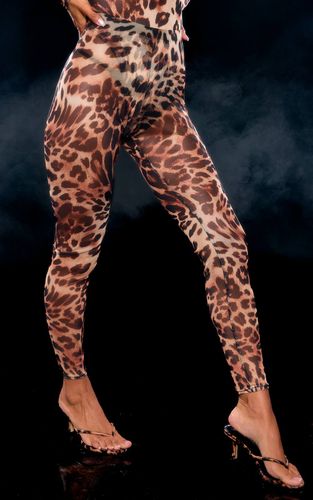 Legging En Résille Imprimé Léopard | Taille 56 - PrettyLittleThing - Modalova