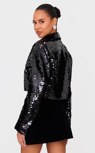 Black Blazer Court À Sequins | Taille 34 - PrettyLittleThing - Modalova
