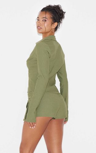 Khaki Ensemble Coordonné Chemise Cargo Tissée À Manches Longues | Taille 42 - PrettyLittleThing - Modalova