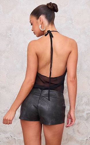 Black Haut Long En Mousseline Avec Fronces Devant Et Détail Drapé | Taille 38 - PrettyLittleThing - Modalova