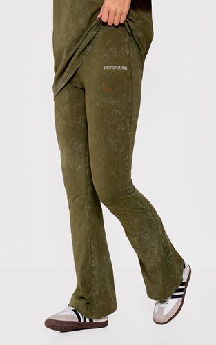 Pantalon Évasé Taille Haute Imprimé Effet Délavé | Taille 34 - PrettyLittleThing - Modalova