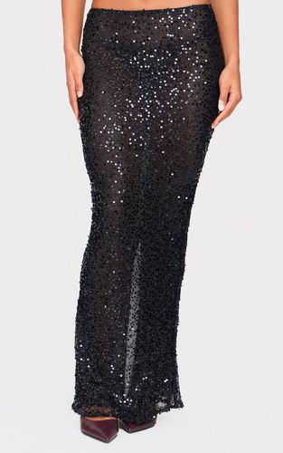 Black Jupe Longue Taille Mi-haute À Sequins Texturés | Taille 34 - PrettyLittleThing - Modalova