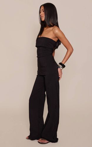 Black Pantalon Large Taille Haute En Tissu Extensible Coupe Tall | Taille 42 - PrettyLittleThing - Modalova