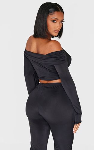 Black Haut Bardot À Manches Longues Shape Sculpt Drapé | Taille 34 - PrettyLittleThing - Modalova