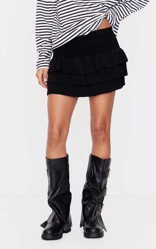 Black Mini-jupe Rara En Maille Texturée | Taille XS - PrettyLittleThing - Modalova