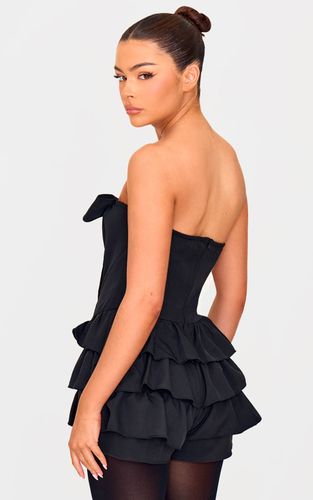 Black Combi-short Jupe-culotte À Détail Nœud Et Bustier Bandeau | Taille 36 - PrettyLittleThing - Modalova