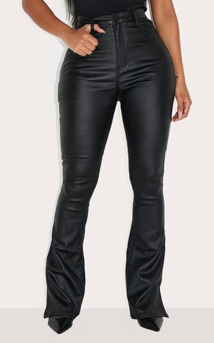 Black Jean Évasé Enduit À Ourlets Fendus Shape | Taille 48 - PrettyLittleThing - Modalova