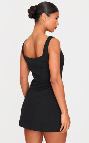 Black Robe Mini Tissée Col Montant Avec Nœud | Taille 38 - PrettyLittleThing - Modalova