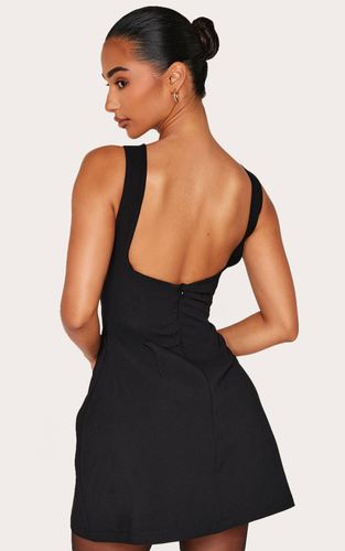 Black Robe Mini Tissée À Dos Ouvert Petite | Taille 42 - PrettyLittleThing - Modalova