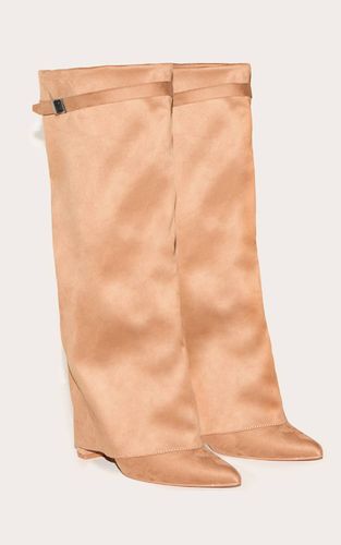 Bottes À Talon Bloc Au-dessus Du Genou En Synthétique À Bout Pointu Avec Revers | Taille 36 - PrettyLittleThing - Modalova