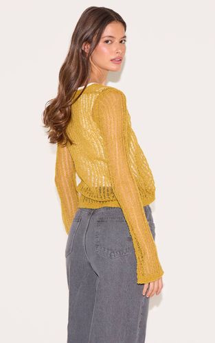 Olive Haut Court Transparent En Maille Ajourée Avec Lien À Nouer Devant | Taille XS - PrettyLittleThing - Modalova