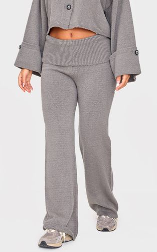 Ash Grey Pantalon Évasé En Maille À Taille Repliée Petite | Taille XS - PrettyLittleThing - Modalova