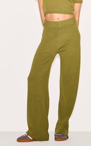 Olive Pantalon Large En Maille Basique | Taille XS - PrettyLittleThing - Modalova