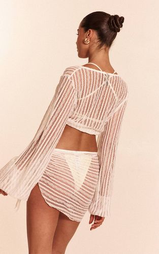 White Haut De Plage Texturé Noué Devant | Taille XL - PrettyLittleThing - Modalova